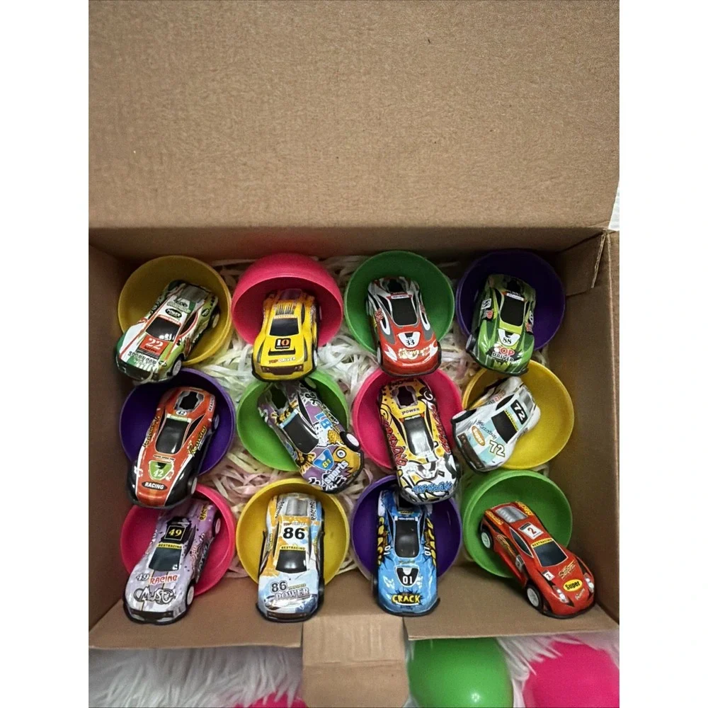 HiDreamy 12 Pack Pre-Filled Easter Eggs with Die-Cast Racing Cars Party Favors